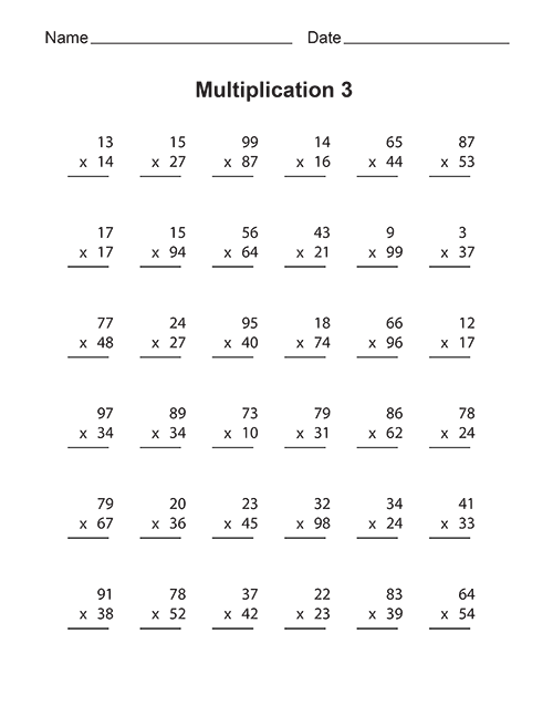 Multiplication Worksheets 2s 3s 4s