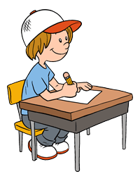 student writing at desk clip art