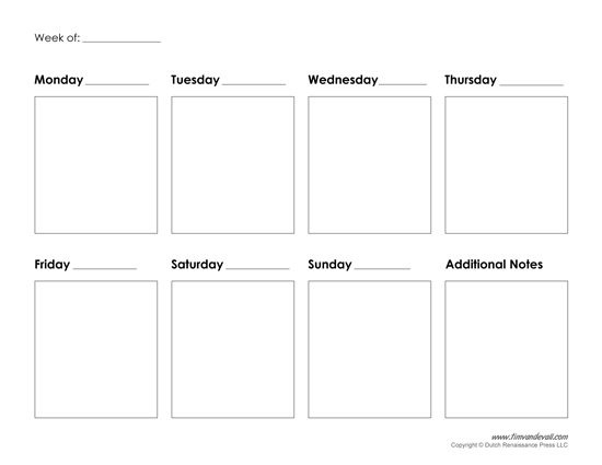Printable Weekly Calendar Template – Free Blank PDF