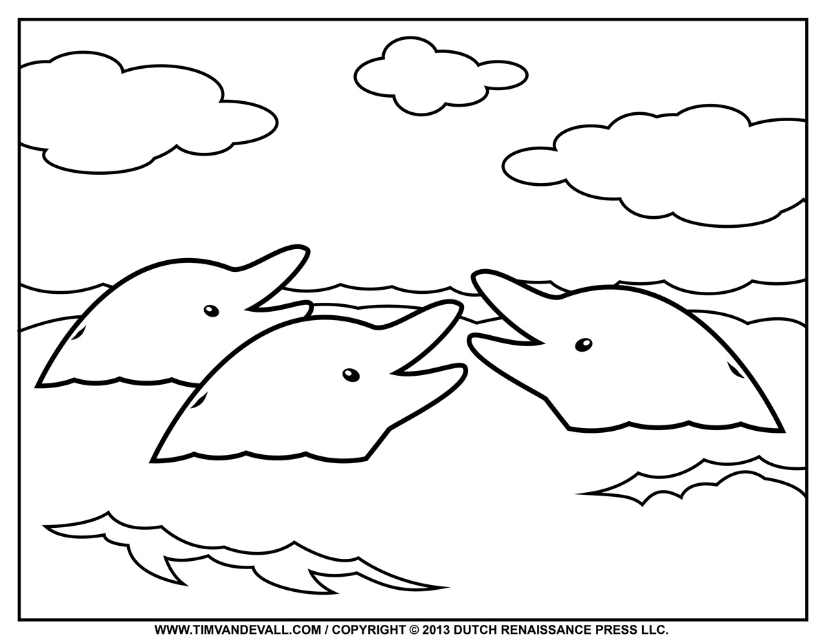 Free Dolphin Clipart Printable Coloring Pages Outline