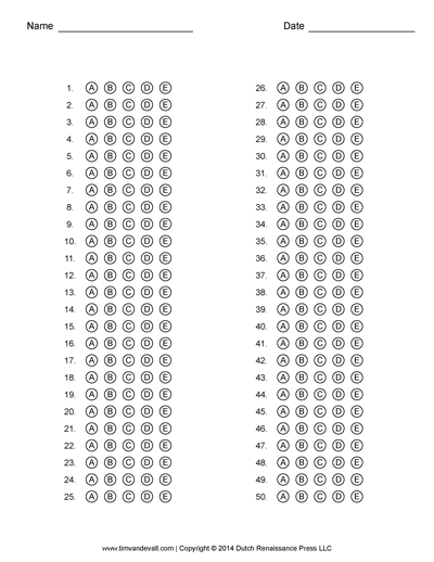 Free Answer Sheet Templates PDF for Multiple Choice Tests