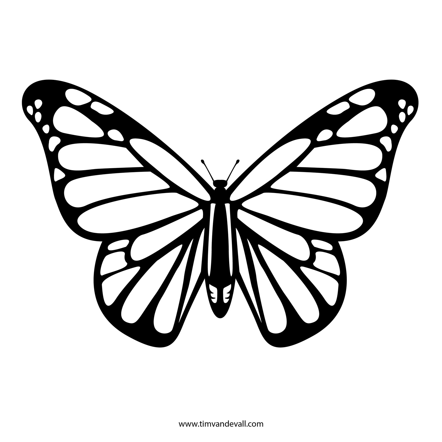 Download Free Butterfly Stencil | Monarch Butterfly Outline and ...