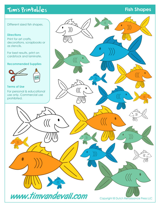 Fish Shape Printables Tim s Printables fish shape printables 3