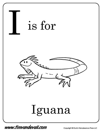 I Is For Iguana Coloring Page Tim S Printables