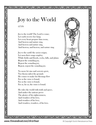 Joy To The World Lyrics 400 Tim S Printables