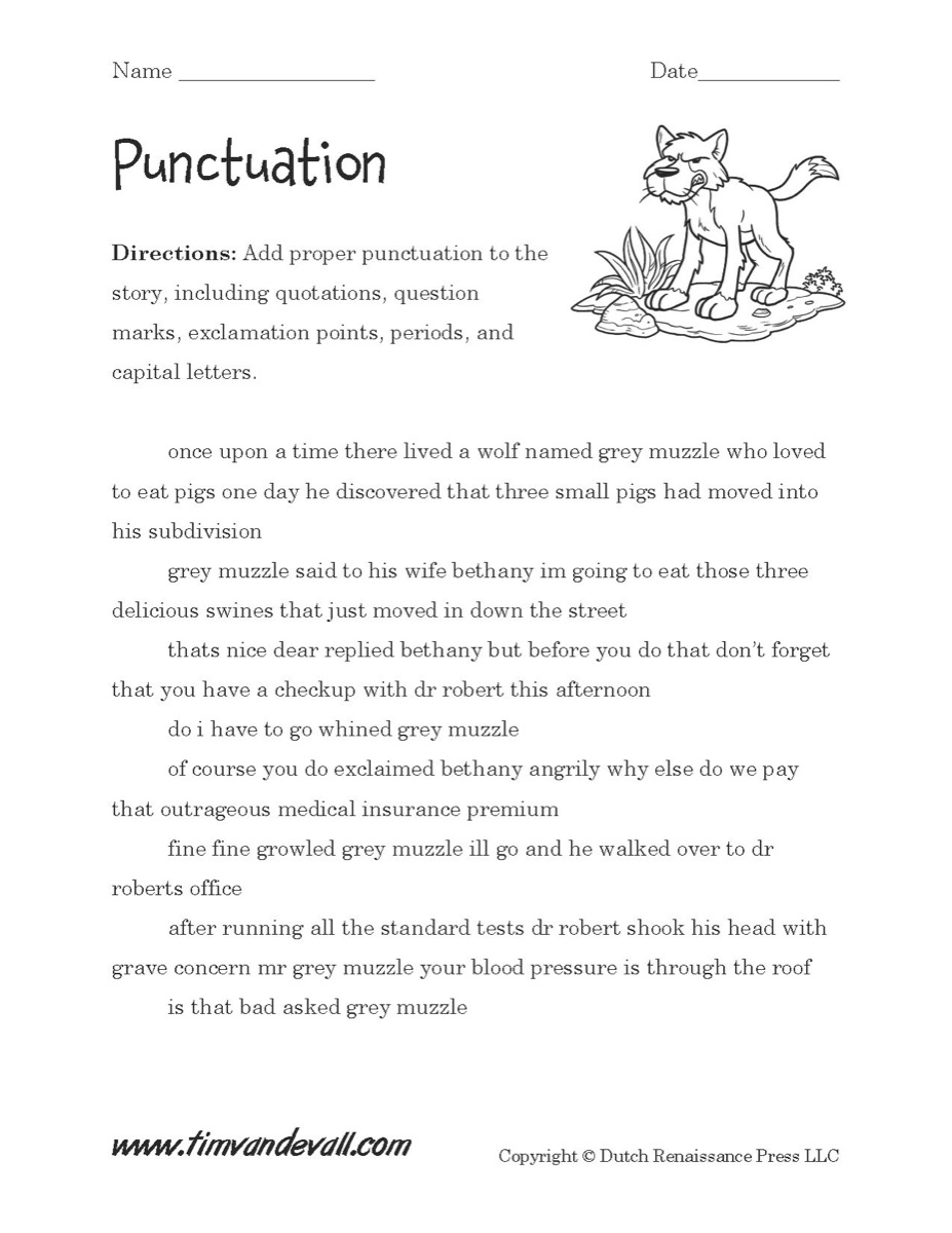 Punctuation Worksheet 02 - Tim's Printables