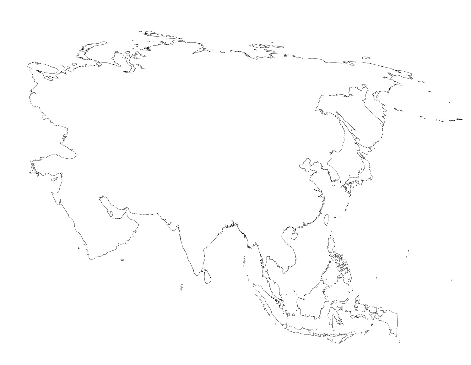 Printable Blank Asia Map - Printable World Holiday