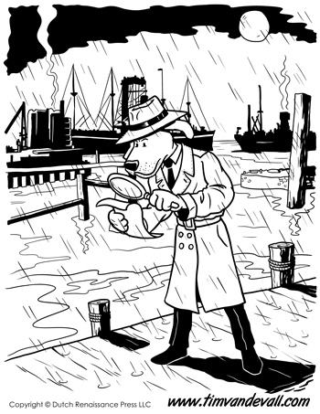 Detective Dog Coloring Page - Tim's Printables