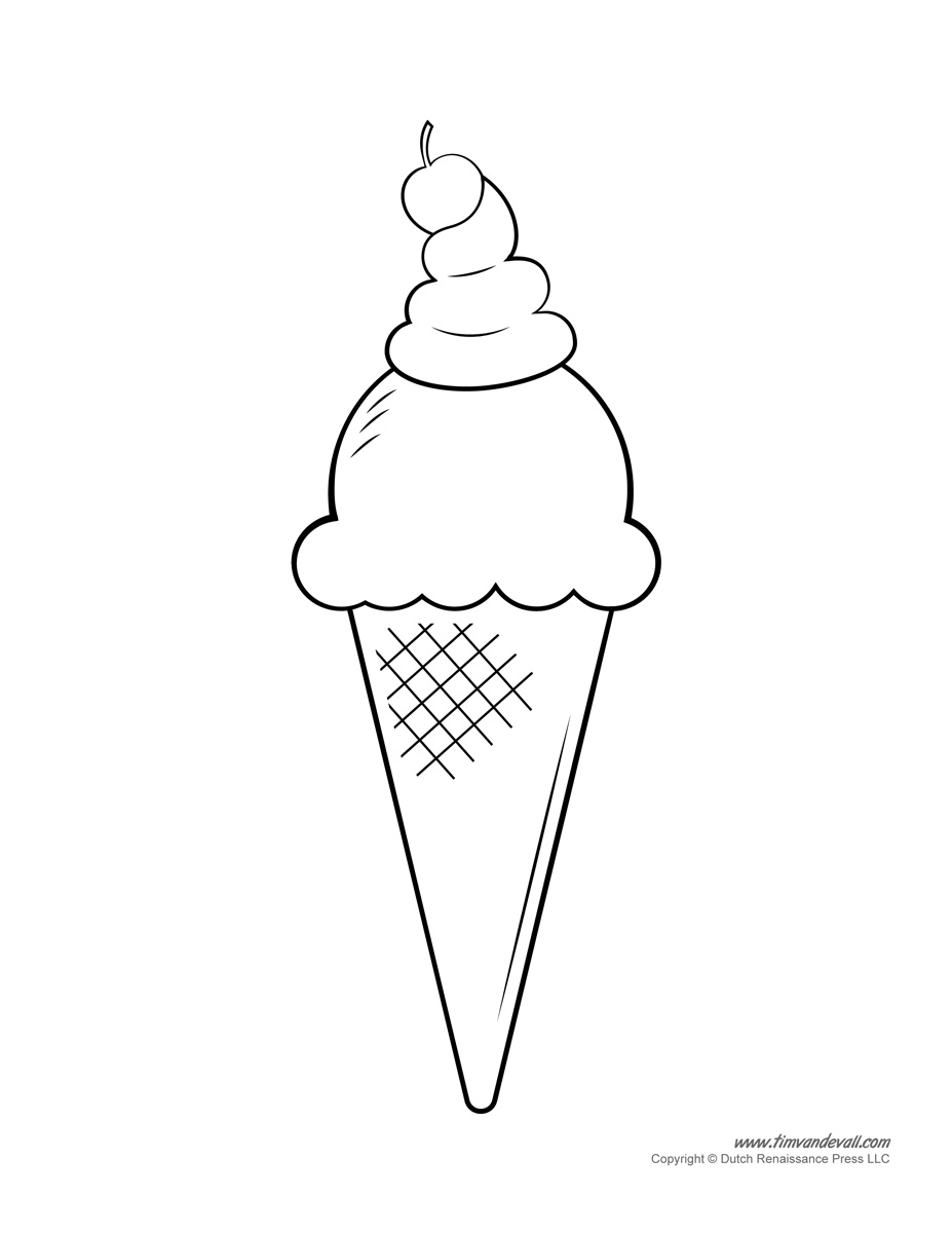 Ice Cream Templates and Coloring Pages for an Ice Cream Party