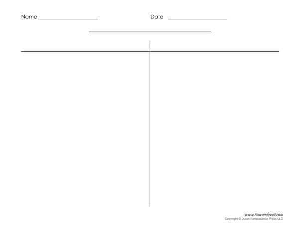 Blank T Chart Printable